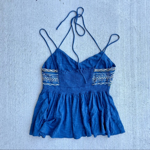 Free People blue empire waist tank size L - Picture 2 of 8